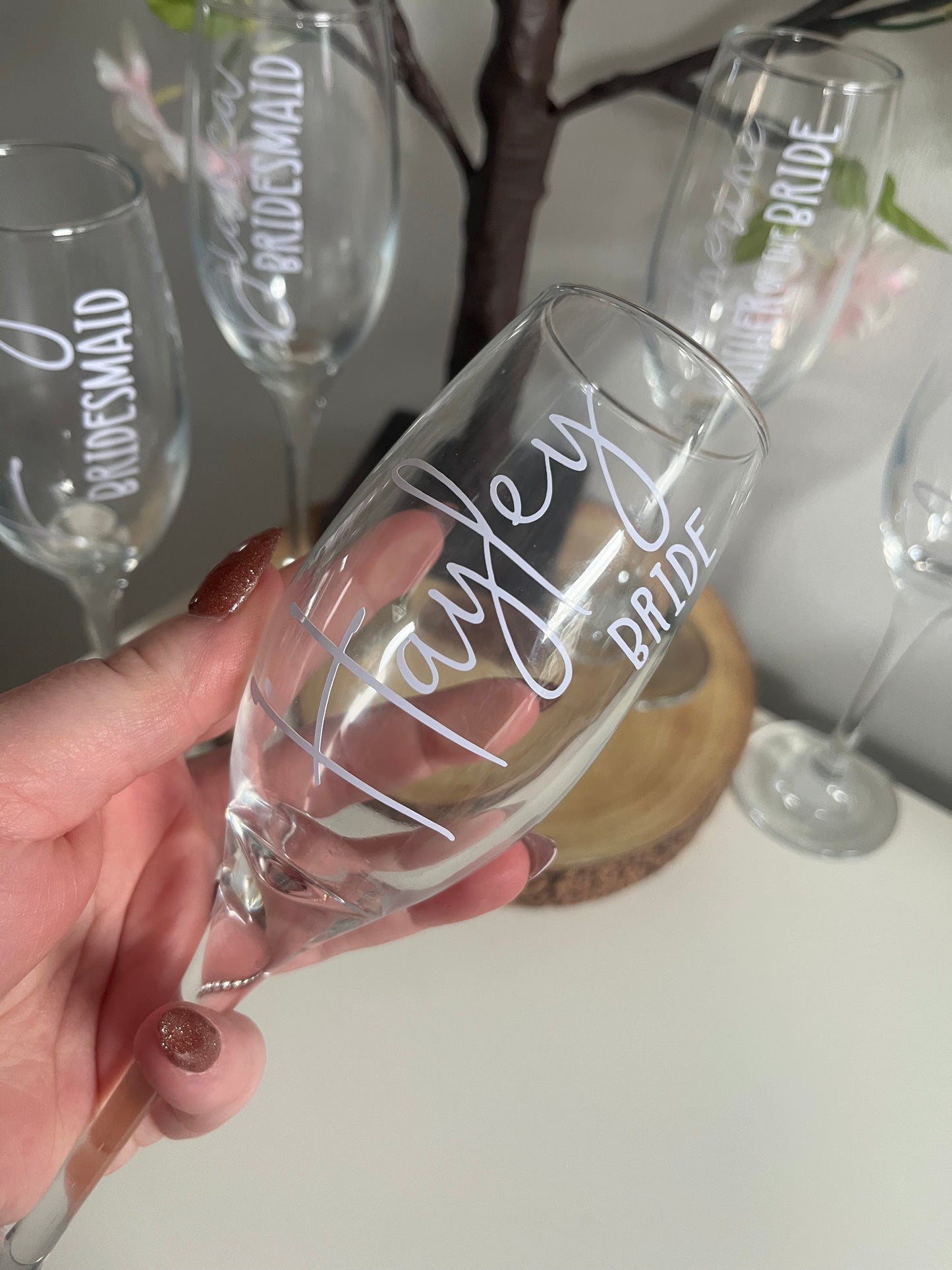 Bridesmaid Prosecco Flutes, Champagne Glasses, For Weddings, Bridesmaid Gifts, Personalised Wedding Favours