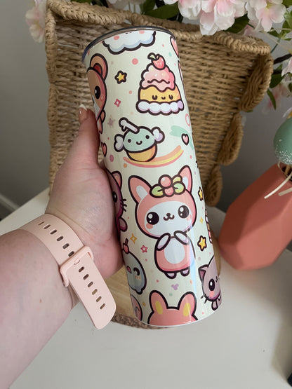 Cute Kawaii Animal 20oz Tumbler, Girl Era, Hot and Cold Drinks Tumbler