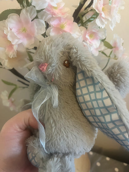 Cute Personalised Bunny Plush ~ 21cm ~ Gingham Design