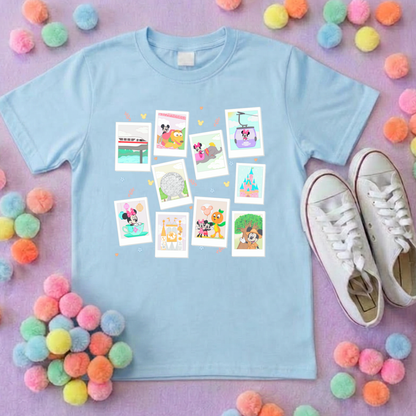 Polaroids at the Park Life T-Shirt, Ears, Florida, Orlando, Cruise Holidays T-Shirts, Holiday Outfits - Adults & Kids Sizes - Cotton T-Shirt