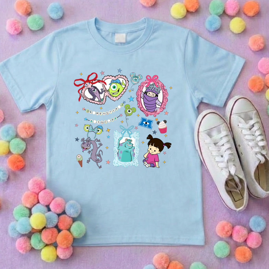 Monsters, Boo Inspired Printed T-Shirt, Monsters Inc, University, Mike, Sully, Boo and Friends - Adults & Kids Sizes - Cotton T-Shirt