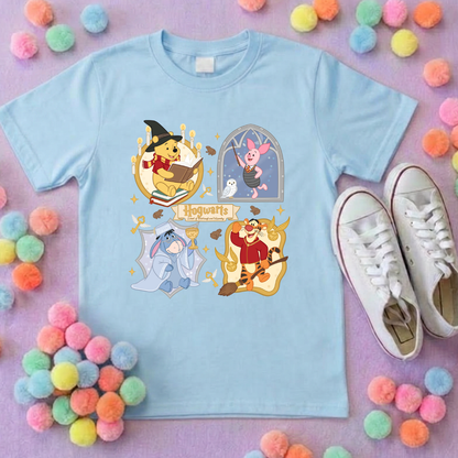 Winnie in Hogwarts Full Art Park Life T-Shirt, Ears, Florida, Orlando, Cruise Holidays T-Shirts, Holiday Outfits - Adults & Kids Sizes - Cotton T-Shirts