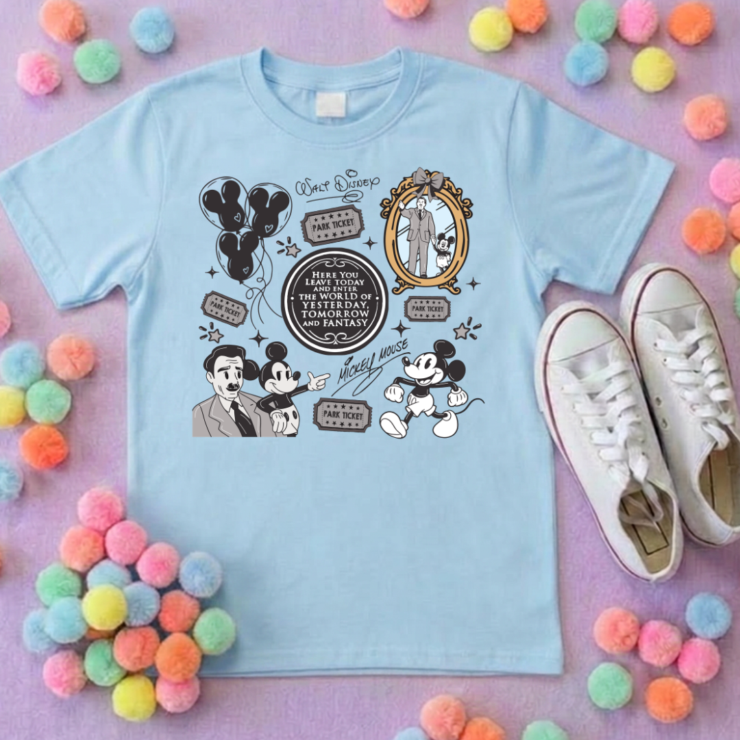 Magical Kingdom, Walt and mouse, Printed T-Shirt, Florida, Orlando, Magical World - Adults & Kids Sizes