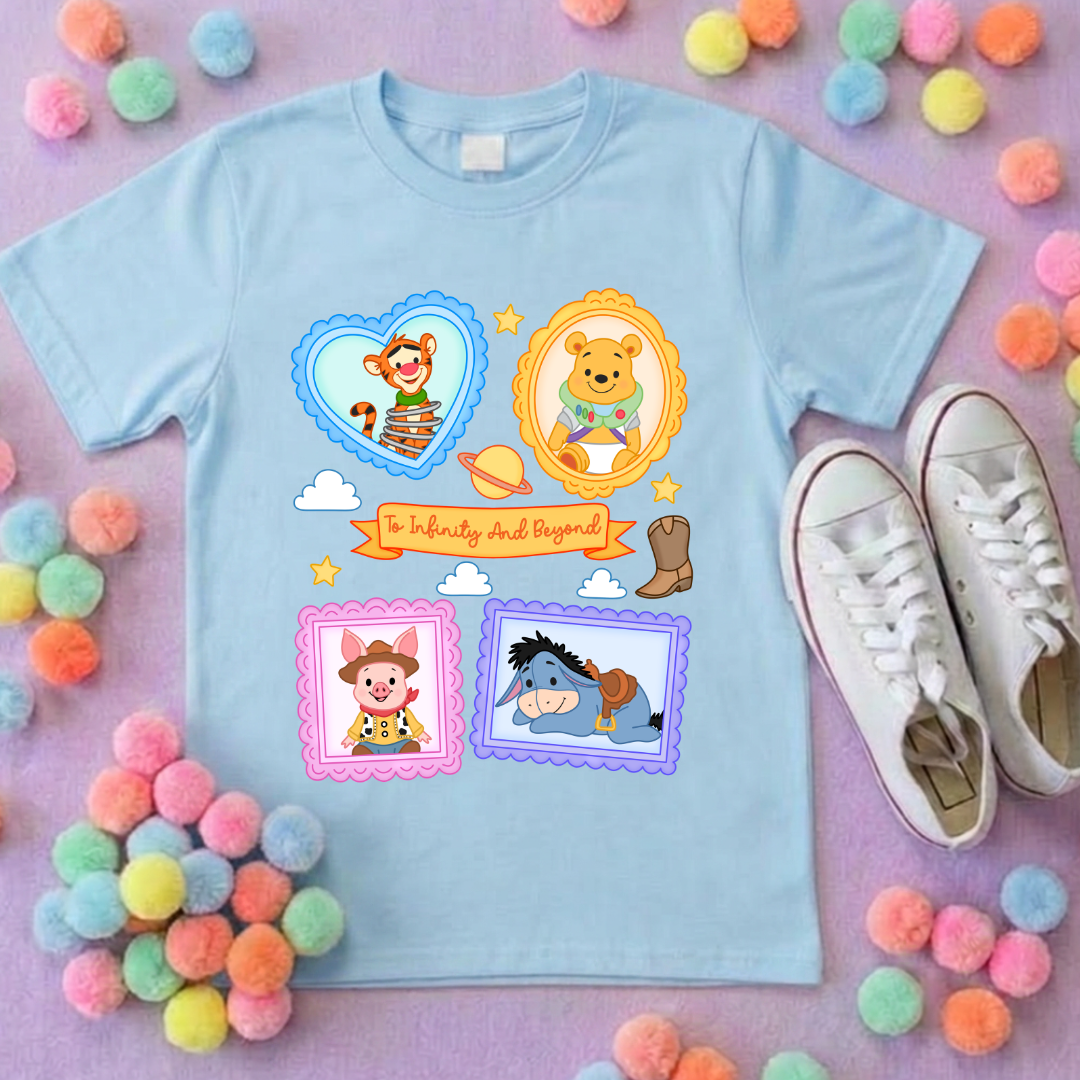 Pooh Toys Story Besties Full Art Park Life T-Shirt, Ears, Florida, Orlando, Cruise Holidays T-Shirts, Holiday Outfits - Adults & Kids Sizes - Cotton T-Shirt