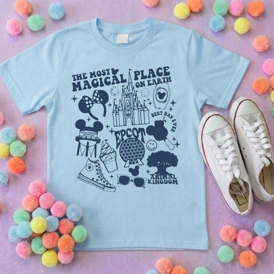 Happiest Place, Park Life T-Shirt, Ears, Florida, Orlando, Cruise Holidays T-Shirts, Holiday Outfits - Adults & Kids Sizes - Cotton T-Shirt