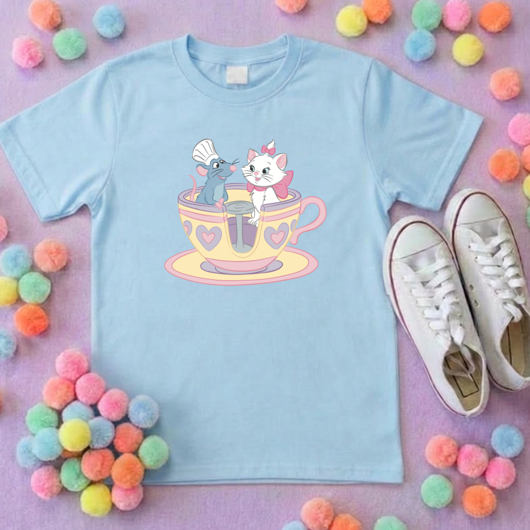 Paris Friends on Teacup Ride Printed T-Shirt, Florida, Orlando, Magical World - Adults & Kids Sizes
