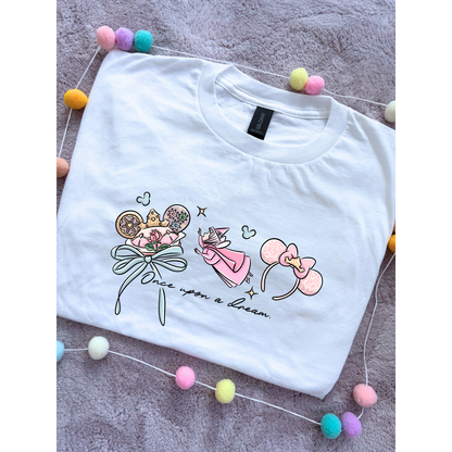 Sleeping Princess Inspired Printed T-Shirt, Princess Movie, Mouse Ears, Princess- Adults & Kids Sizes - Cotton T-Shirt