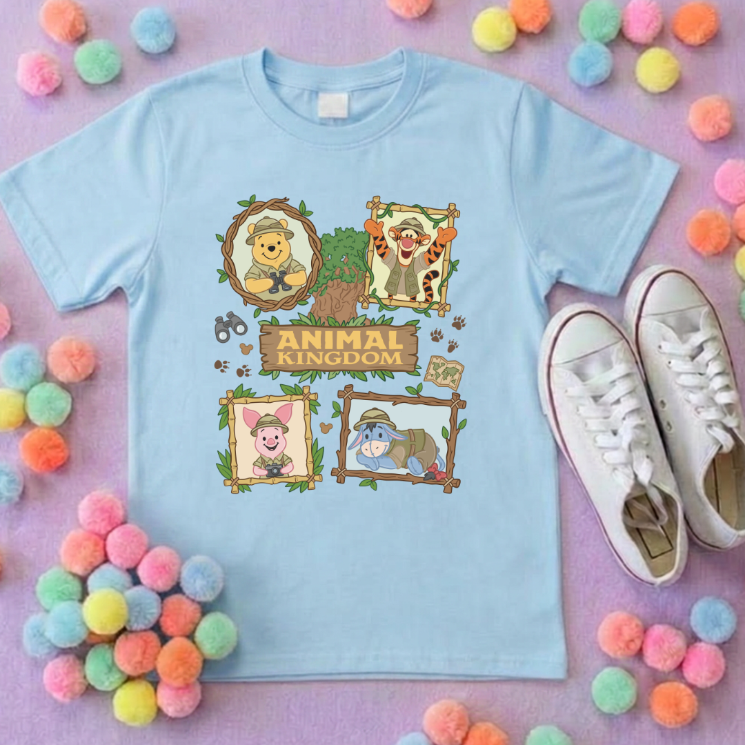 Pooh Animal Kingdom Full Art Park Life T-Shirt, Ears, Florida, Orlando, Cruise Holidays T-Shirts, Holiday Outfits - Adults & Kids Sizes - Cotton T-Shirt