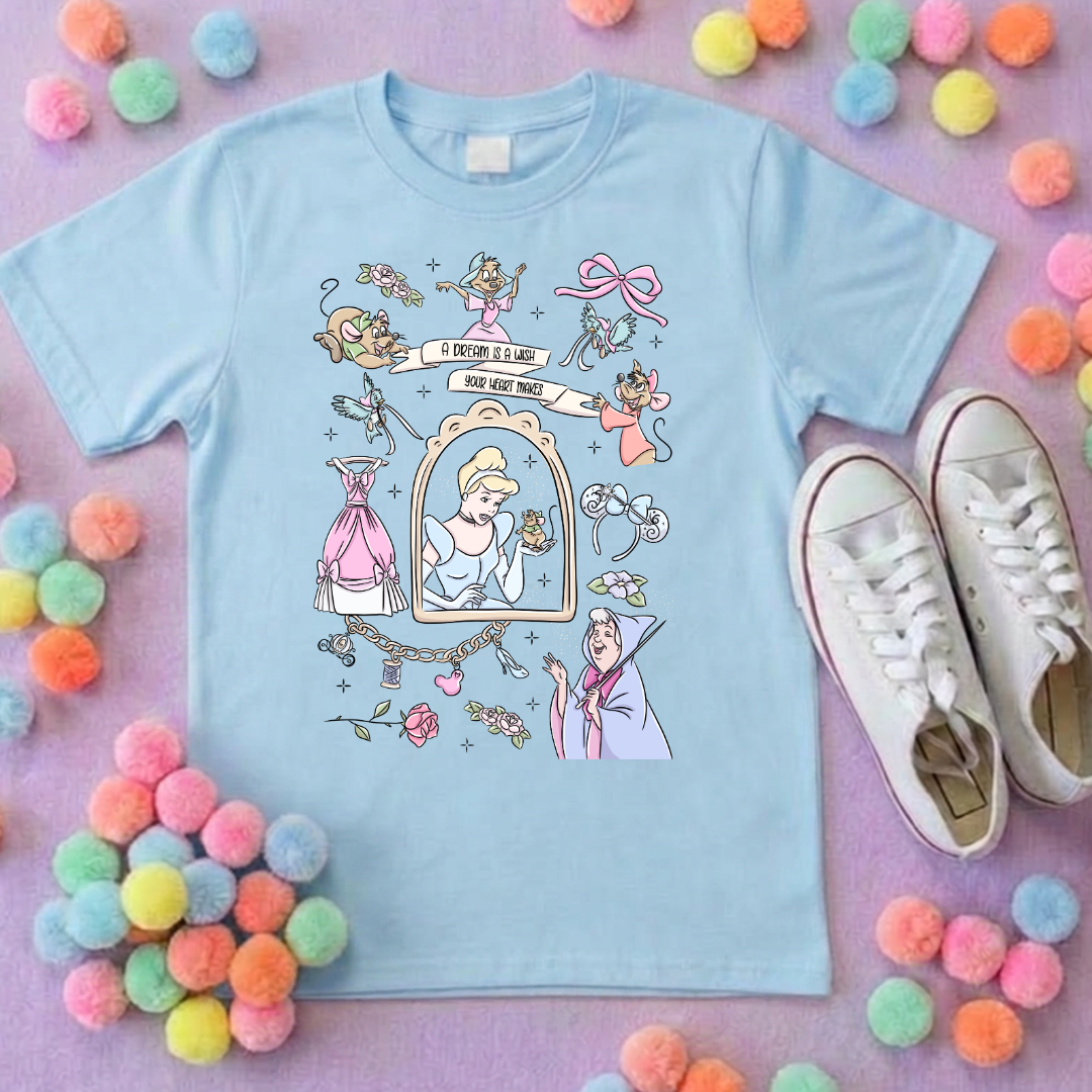Ballgown Princess Full Art Inspired Printed T-Shirt, Princess Movie, Mouse Ears, Princess- Adults & Kids Sizes - Cotton T-Shirt