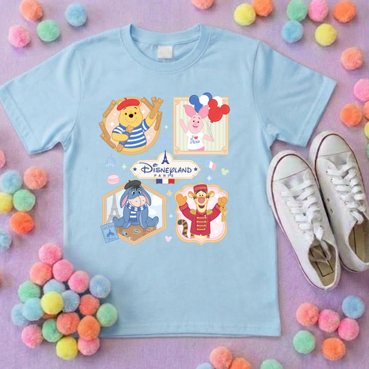 Pooh French Oh La La Full Art Park Life T-Shirt, Ears, Florida, Orlando, Cruise Holidays T-Shirts, Holiday Outfits - Adults & Kids Sizes - Cotton T-Shirts