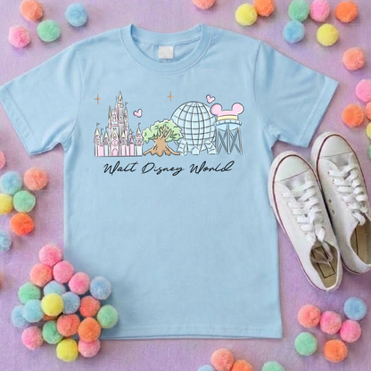Exclusive Design, 4 Park Pastel Tee, Park Life T-Shirt, Ears, Florida, Orlando, Cruise Holidays T-Shirts, Holiday Outfits - Adults & Kids Sizes - Cotton T-Shirt