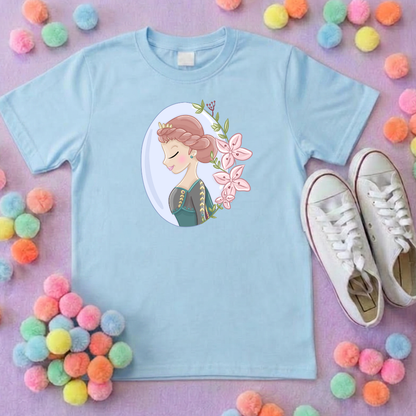 Anna & Flowers Inspired Printed T-Shirt, Princess, Magical Kingdom, Inspired Character T-Shirts - Adults & Kids Sizes - Cotton T-Shirt