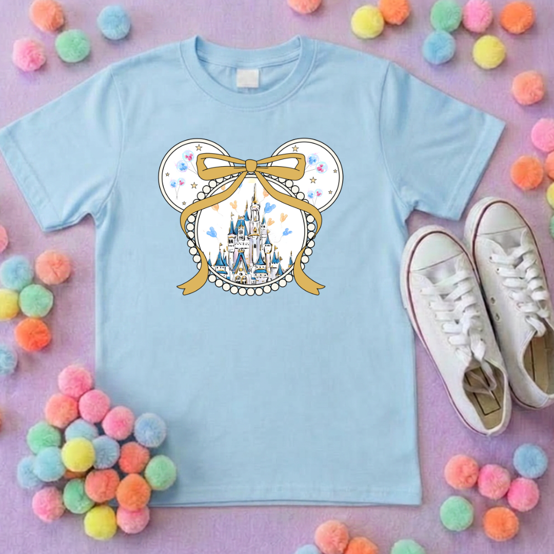 Magical Castle Bow Printed Pink T-Shirt, Florida, Orlando, Magical World - Adults & Kids Sizes