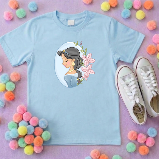 Jasmine & Flowers Inspired Printed T-Shirt, Princess, Magical Kingdom, Inspired Character T-Shirts - Adults & Kids Sizes - Cotton T-Shirt