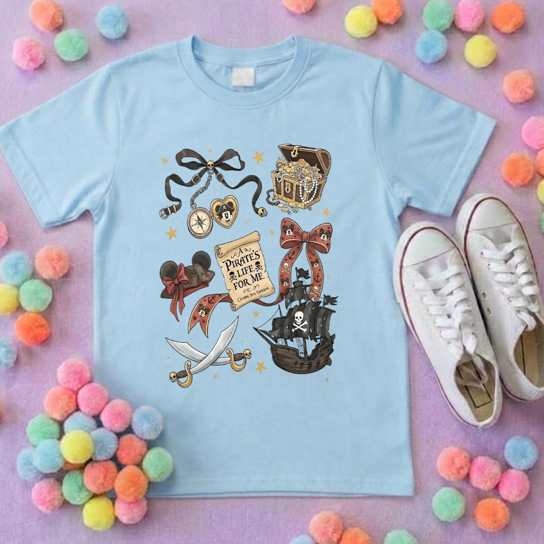 Pirates Life for Me Park Life T-Shirt, Ears, Florida, Orlando, Cruise Holidays T-Shirts, Holiday Outfits - Adults & Kids Sizes - Cotton T-Shirt