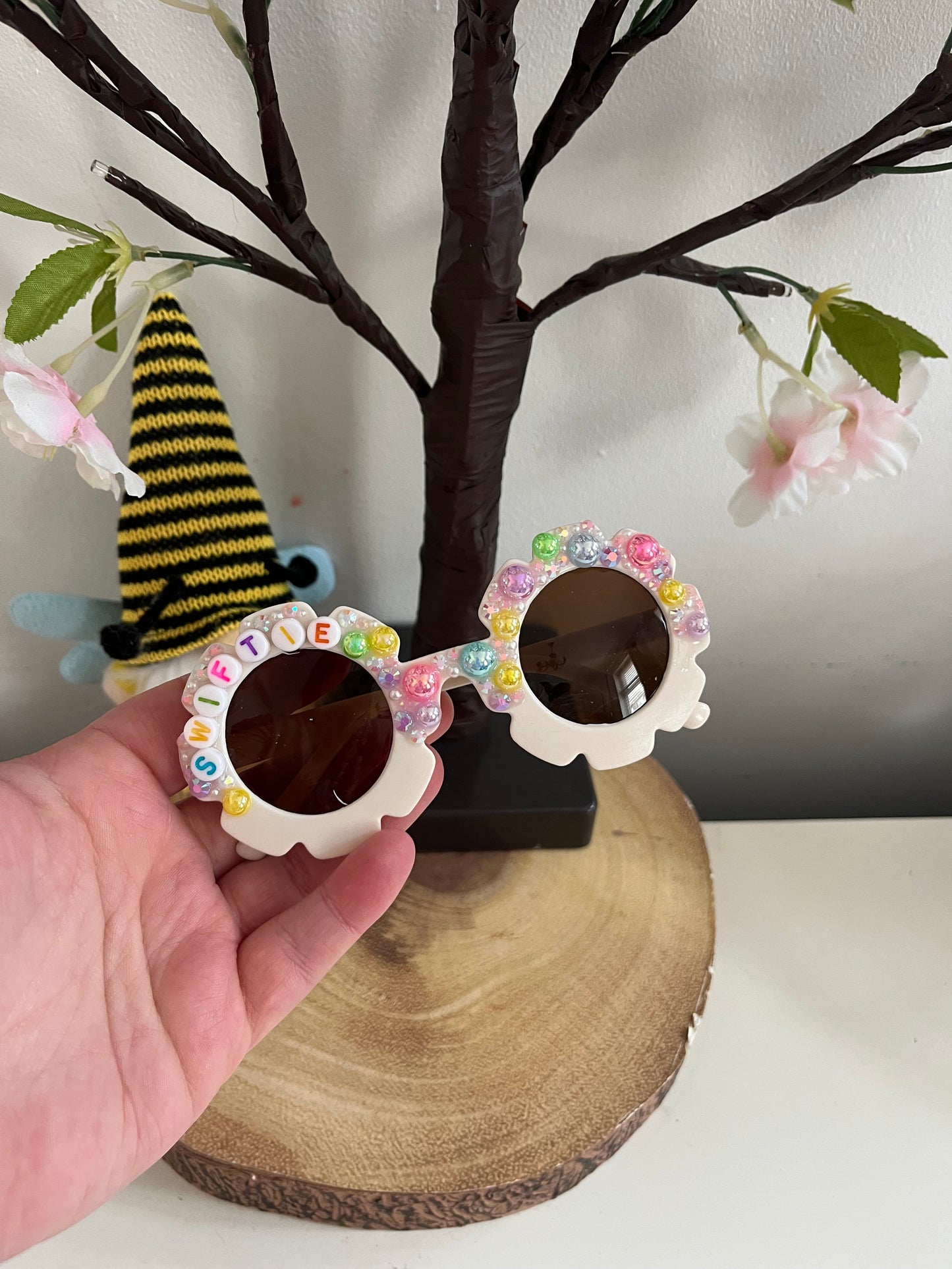 Personalised Letter Bead Childrens Sunglasses, Concert Glasses, Concert Accessories, Swiftie, Children’s Personalised Glasses, Tour Glasses