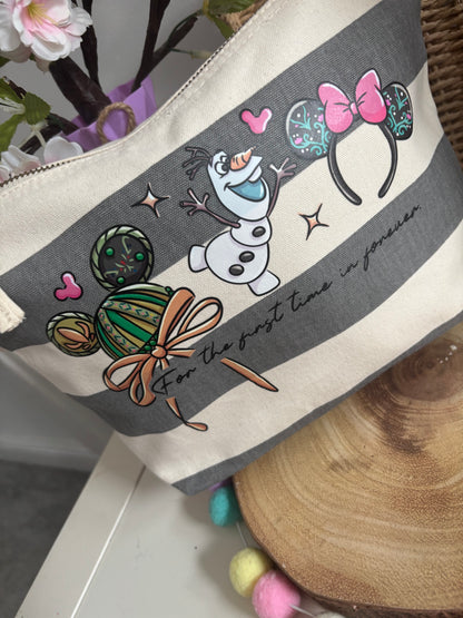 Frozen Sisters Make Up Bags, Printed Inspired Make Up Bags, Ears Bags, Florida, Orlando, Paris, Nautical Theme Make Up Bag