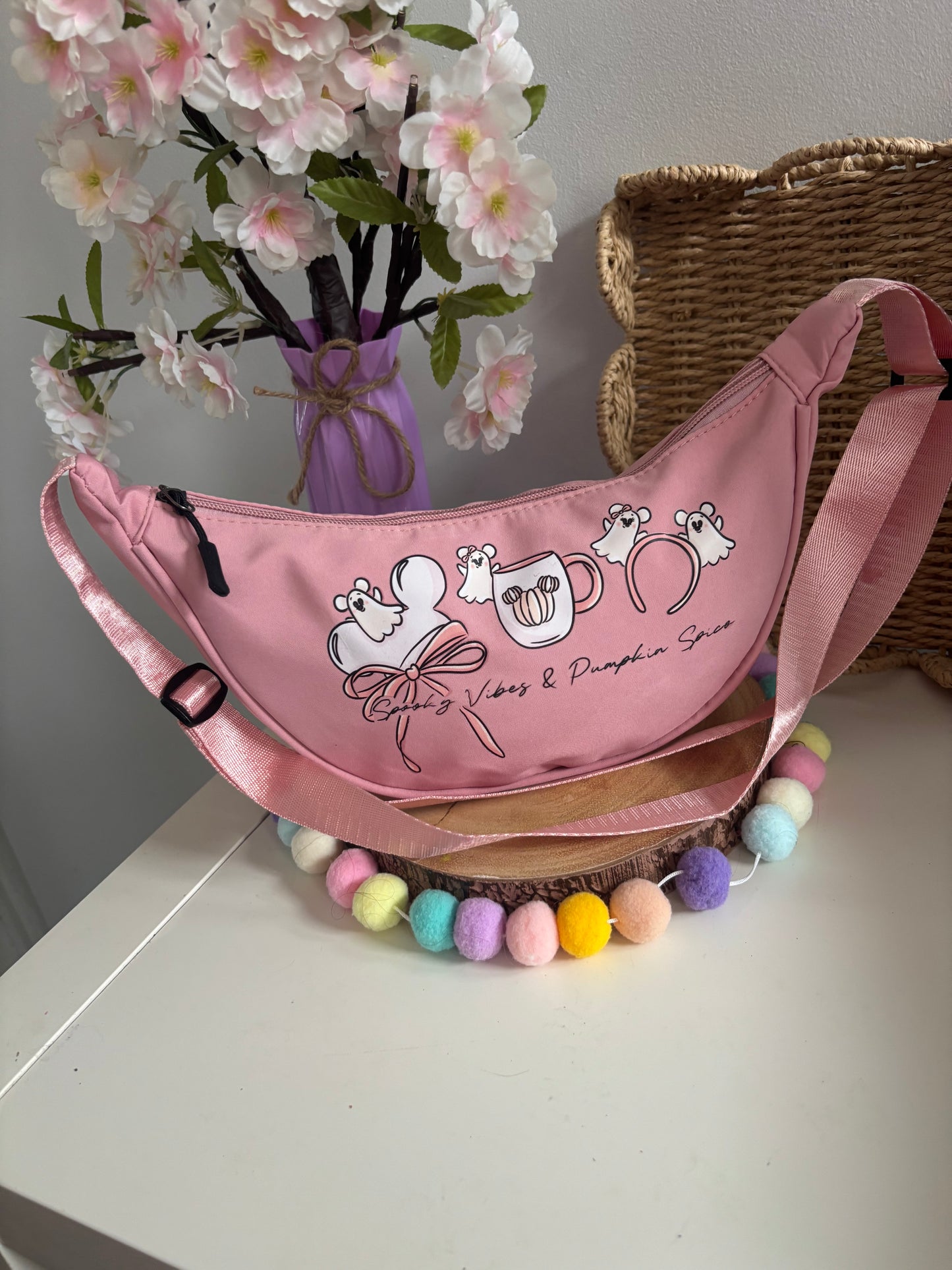Halloween Ghosties Magic Mouse Dumpling Bags, Printed Inspired Make Up Bags, Ears Bags, Florida, Orlando, Paris, Crossbody Bum Bag