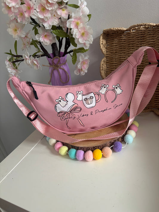 Halloween Ghosties Magic Mouse Dumpling Bags, Printed Inspired Make Up Bags, Ears Bags, Florida, Orlando, Paris, Crossbody Bum Bag