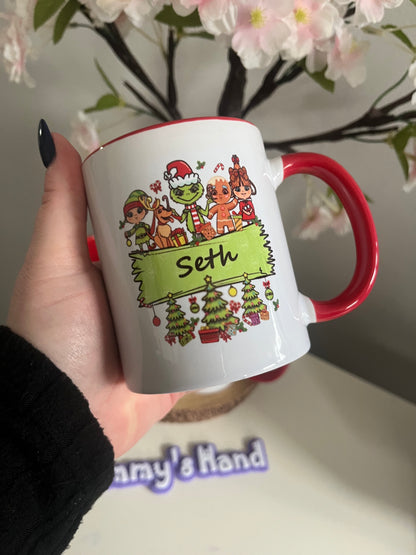 Grinch and Friends Personalised Name Mug, Personalised Christmas Mug