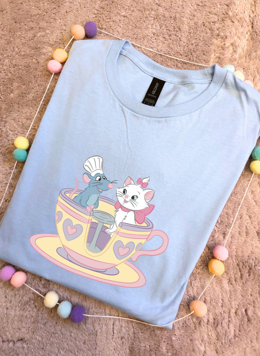 Paris Friends on Teacup Ride Printed T-Shirt, Florida, Orlando, Magical World - Adults & Kids Sizes