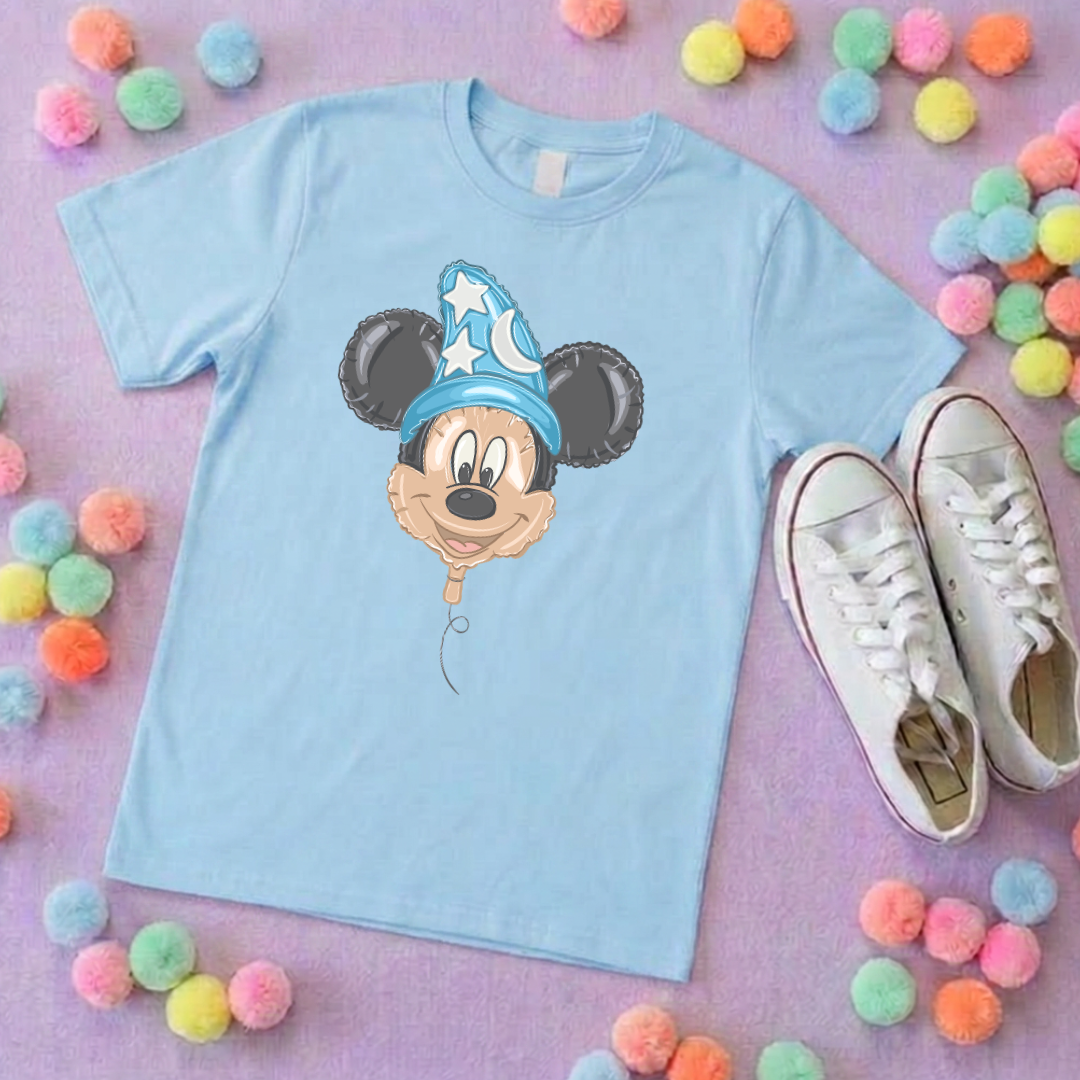 Sorcerer Mouse Balloon, Printed T-Shirt, Florida, Orlando, Magical World - Adults & Kids Sizes