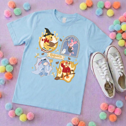 Winnie in Hogwarts Full Art Park Life T-Shirt, Ears, Florida, Orlando, Cruise Holidays T-Shirts, Holiday Outfits - Adults & Kids Sizes - Cotton T-Shirts