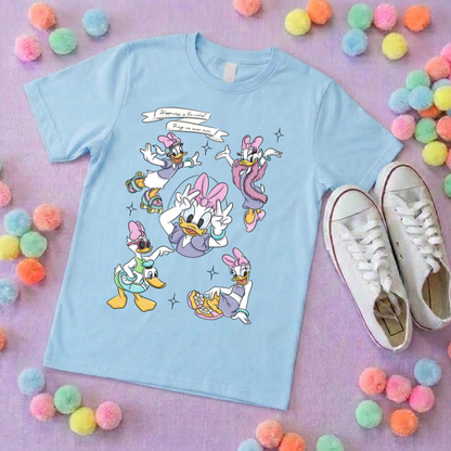 Magical Girlie Duck Full Art Printed T-Shirt, Florida, Orlando, Magical World - Adults & Kids Sizes
