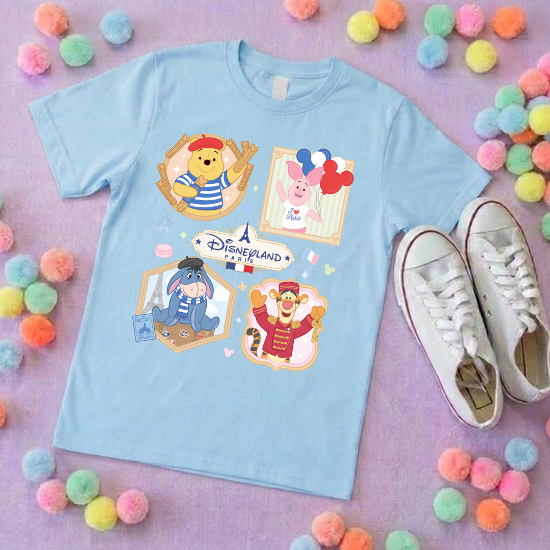 Pooh French Oh La La Full Art Park Life T-Shirt, Ears, Florida, Orlando, Cruise Holidays T-Shirts, Holiday Outfits - Adults & Kids Sizes - Cotton T-Shirts