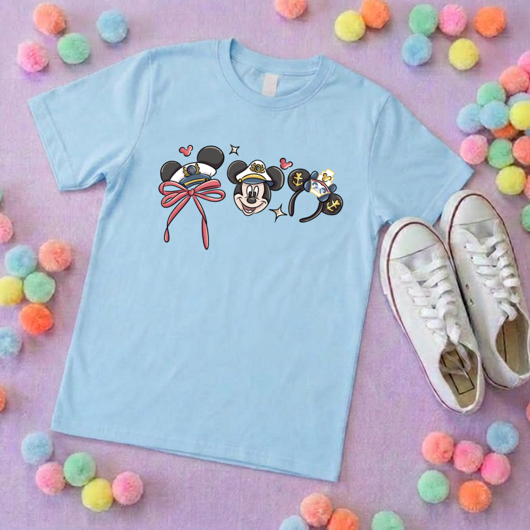 Cruise Mouse and Ears T-Shirt, Ears, Florida, Orlando, Cruise Holidays T-Shirts, Holiday Outfits - Adults & Kids Sizes - Cotton T-Shirt