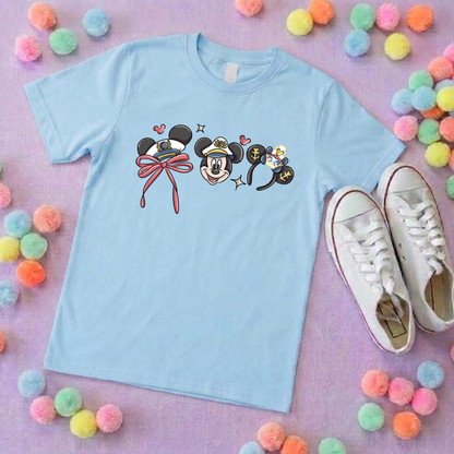 Cruise Mouse and Ears T-Shirt, Ears, Florida, Orlando, Cruise Holidays T-Shirts, Holiday Outfits - Adults & Kids Sizes - Cotton T-Shirt