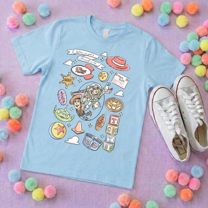 Story Toy Inspired Full Art Printed Ears T-Shirt, Florida, Orlando, Bo Peep, Jessie, Buzz, Toy Story - Adults & Kids Sizes - Cotton T-Shirt