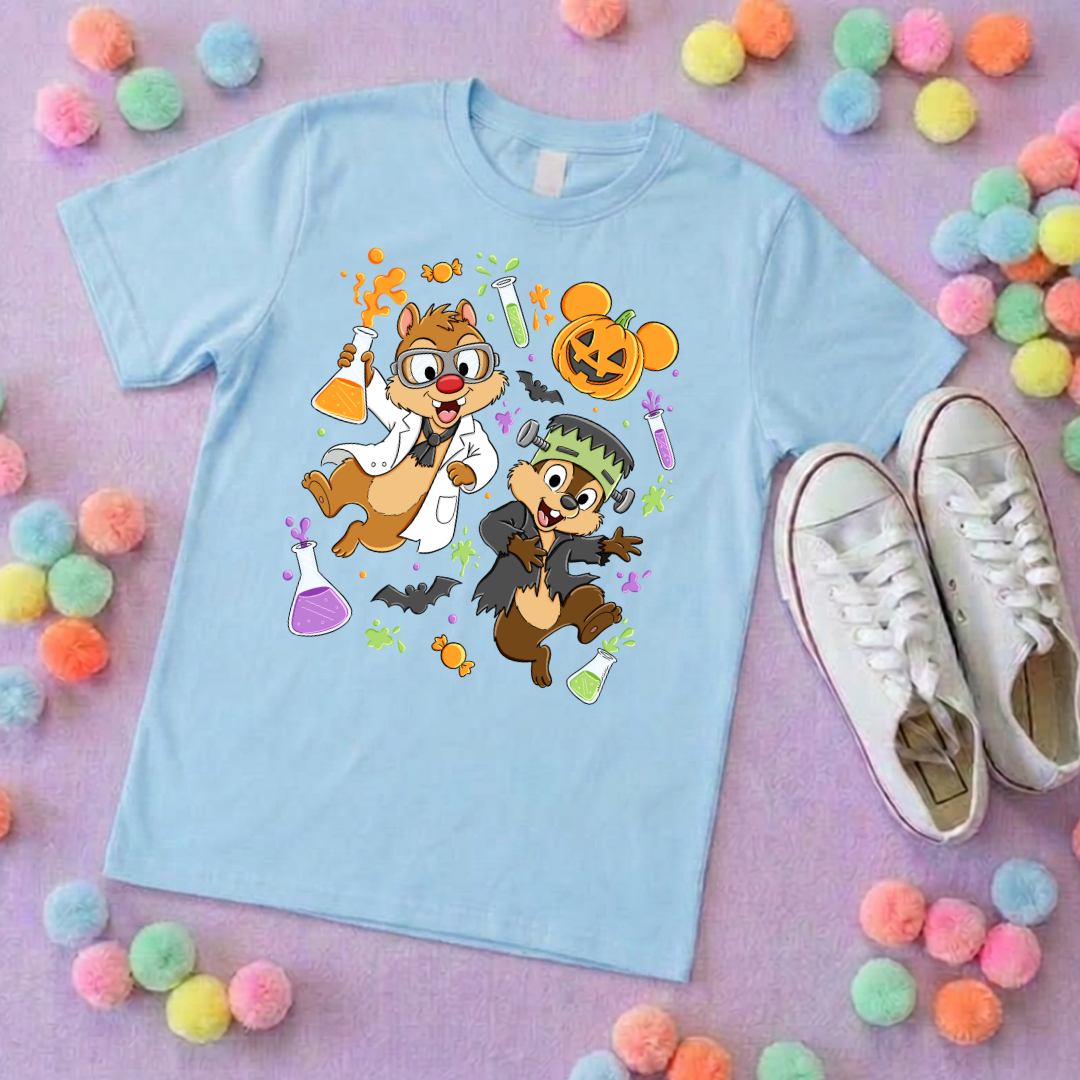 Halloween Pals, Chip & Dale Printed T-Shirt, Halloween, Inspired Character T-Shirts - Adults & Kids Sizes - Cotton T-Shirt
