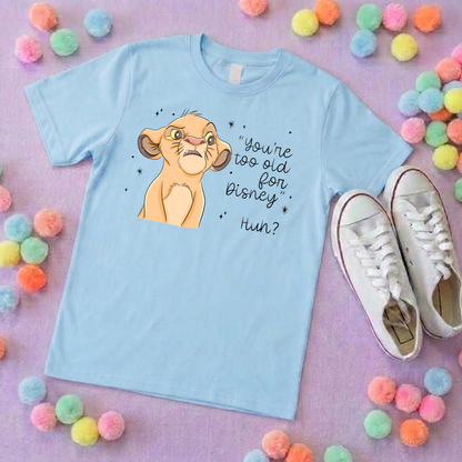 King Lion Inspired Printed T-Shirt, Safari, Inspired Character T-Shirts - Adults & Kids Sizes - Cotton T-Shirt