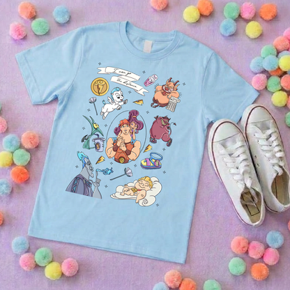 Hercules, Pegasus Full Art Inspired Printed Sand T-Shirt, Greek Gods, Muses, Hades Inspired Character T-Shirts - Adults & Kids Sizes - Cotton T-Shirt