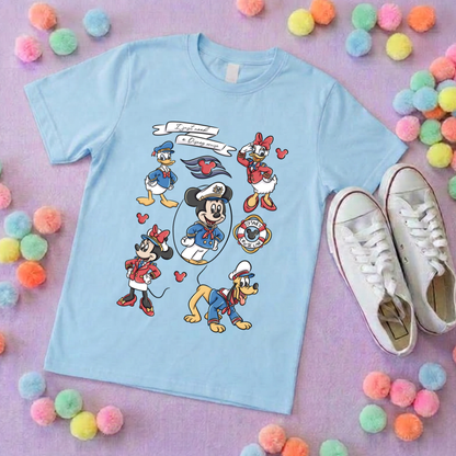 Cruise Mouse Ears Full Art T-Shirt, Ears, Florida, Orlando, Cruise Holidays T-Shirts, Holiday Outfits - Adults & Kids Sizes - Cotton T-Shirt