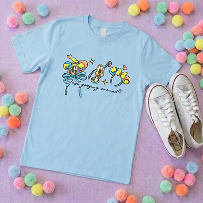 Goofing Around, Goofy, Pluto Inspired Printed White T-Shirt, Yellow Dog, Goofy - Adults & Kids Sizes - Cotton T-Shirt