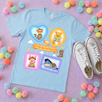 Pooh Toys Story Besties Full Art Park Life T-Shirt, Ears, Florida, Orlando, Cruise Holidays T-Shirts, Holiday Outfits - Adults & Kids Sizes - Cotton T-Shirt