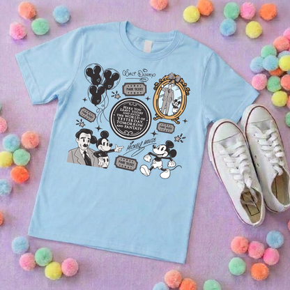 Magical Kingdom, Walt and mouse, Printed T-Shirt, Florida, Orlando, Magical World - Adults & Kids Sizes
