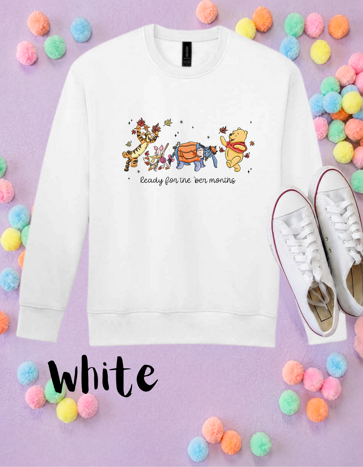 Pooh 'Ber Months Sweatshirt, Ears, Florida, Orlando, Jumper, Halloween Outfits, - Adults & Kids Sizes - Cotton Sweatshirt