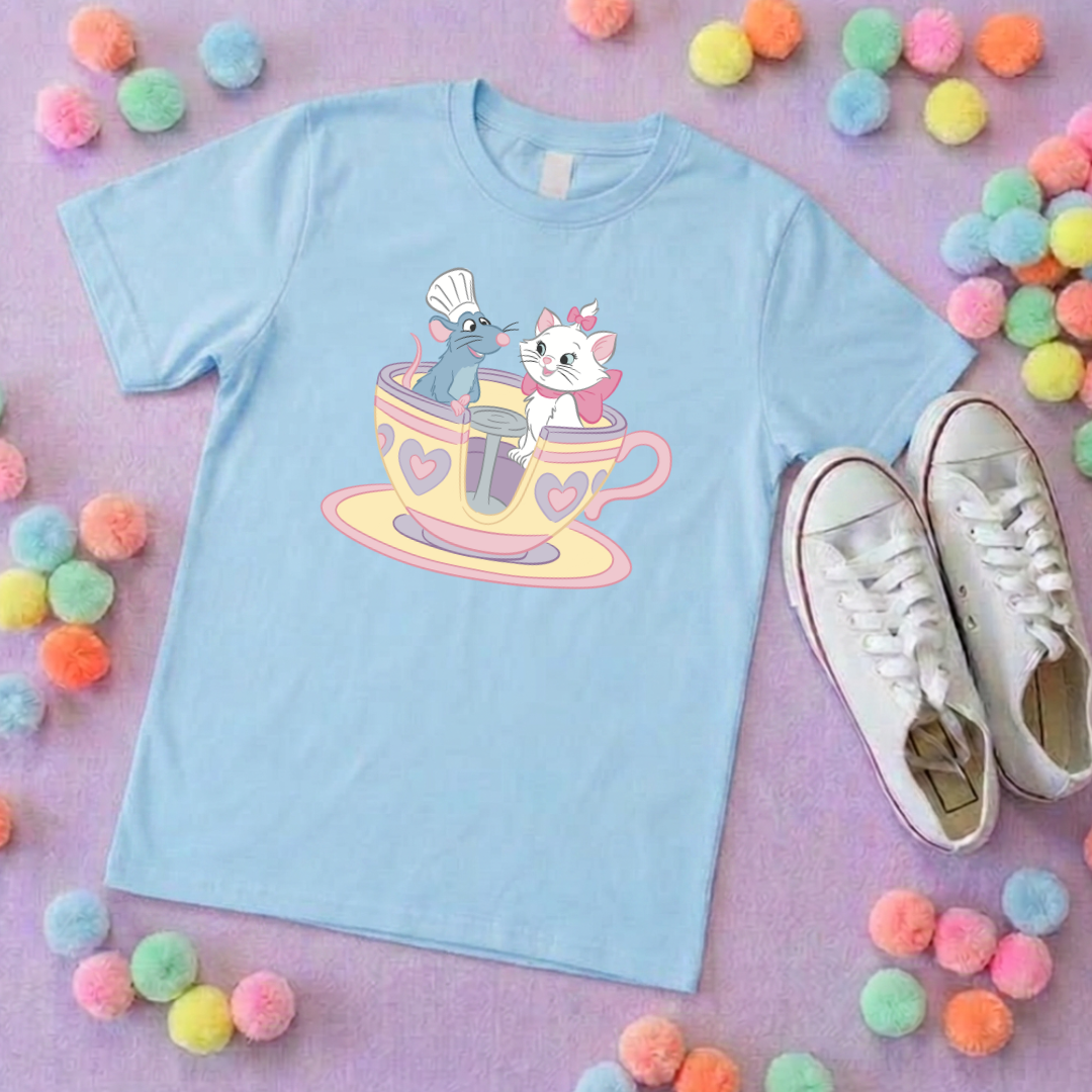 Paris Friends on Teacup Ride Printed T-Shirt, Florida, Orlando, Magical World - Adults & Kids Sizes