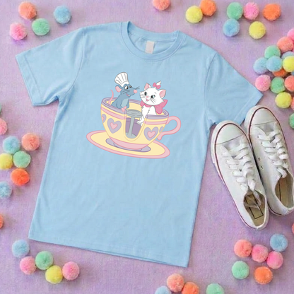 Paris Friends on Teacup Ride Printed T-Shirt, Florida, Orlando, Magical World - Adults & Kids Sizes
