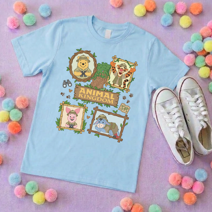 Pooh Animal Kingdom Full Art Park Life T-Shirt, Ears, Florida, Orlando, Cruise Holidays T-Shirts, Holiday Outfits - Adults & Kids Sizes - Cotton T-Shirt