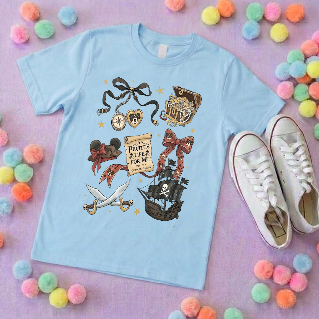 Pirates Life for Me Park Life T-Shirt, Ears, Florida, Orlando, Cruise Holidays T-Shirts, Holiday Outfits - Adults & Kids Sizes - Cotton T-Shirt