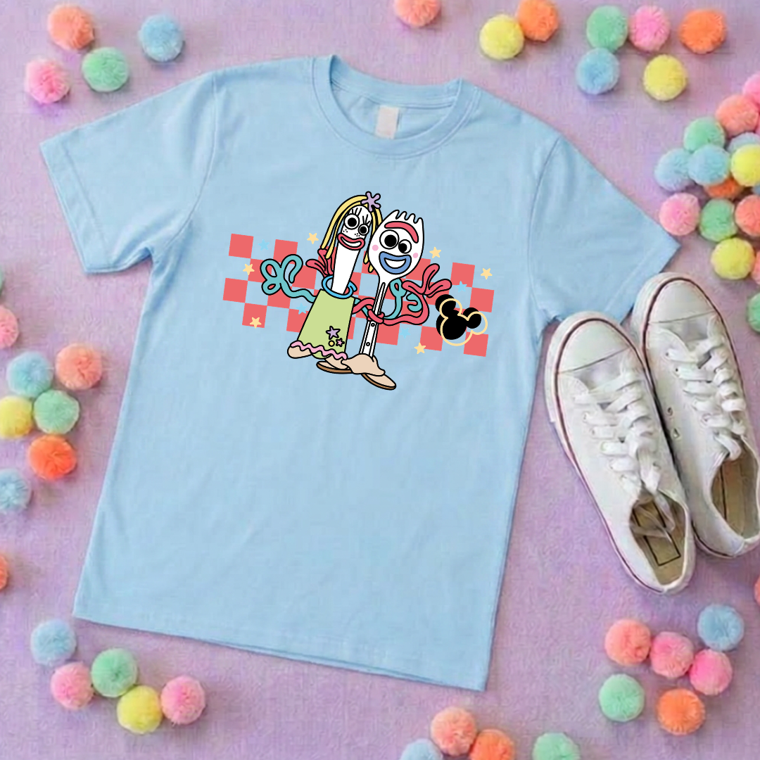 Toys Story Forky & Knifey Art Park Life T-Shirt, Ears, Florida, Orlando, Cruise Holidays T-Shirts, Holiday Outfits - Adults & Kids Sizes - Cotton T-Shirt