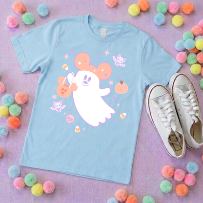 Pastel Ghosties, Boo Full Art Inspired Printed T-Shirt, Cute Halloween - Adults & Kids Sizes - Cotton T-Shirt
