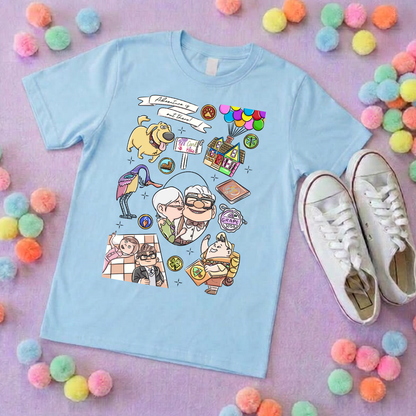 Up Full Art House Inspired Printed White T-Shirt, Florida, Orlando, Ellie and Karl, Kevin, Dug - Adults & Kids Sizes - Cotton T-Shirt