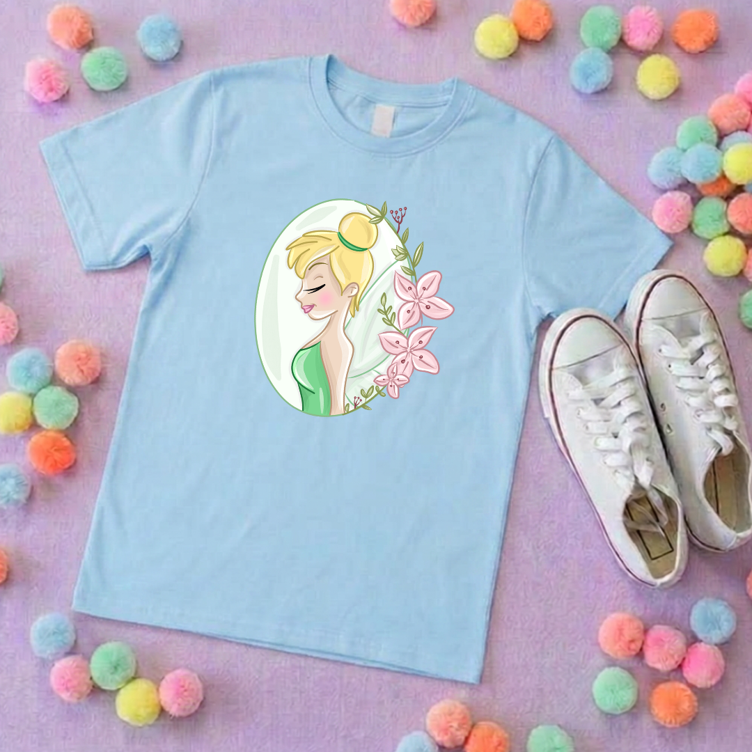 Neverland Tinkerbelle Flower Inspired T-Shirt, Florida, Orlando - Adults & Kids Sizes - Cotton T-Shirt