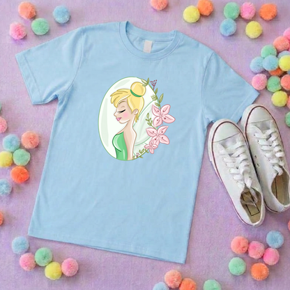 Neverland Tinkerbelle Flower Inspired T-Shirt, Florida, Orlando - Adults & Kids Sizes - Cotton T-Shirt