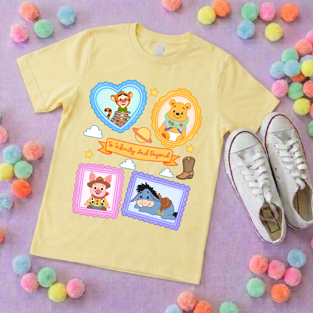 Pooh Toys Story Besties Full Art Park Life T-Shirt, Ears, Florida, Orlando, Cruise Holidays T-Shirts, Holiday Outfits - Adults & Kids Sizes - Cotton T-Shirt